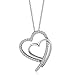 Caperci Sterling Silver Diamond Accent Shadowed Double Open Heart Pendant Necklace for Women, 18''