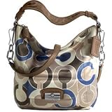 Coach Kristin Op Art Signature Outline Shoulder Hobo Bag Purse Tote Blue Multi Review