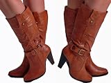 EyeCatchShoes - Western Cowboy Style Faux Leather Ladies Boots