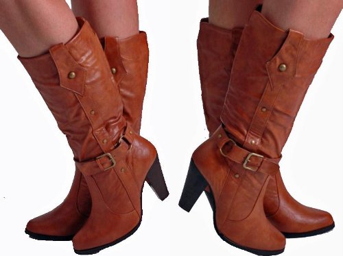 EyeCatchShoes - Western Cowboy Style Faux Leather Ladies Boots