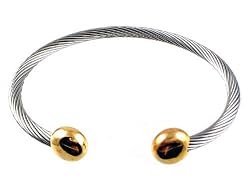 Magnetic Bracelet All Stainless Steel Wire Pain Gold End - Large