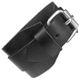 Black High Quality 1 3/4 Stainless Steel Buckle Leather Bracelet