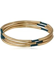 The SAK 3 Piece Thread Wrap Deep Teal Bangle Bracelet, 2.75"