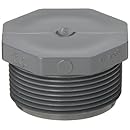 Spears 450-G Series PVC Pipe Fitting, Plug, Schedule 40, Gray, 1-1/2" NPT Male