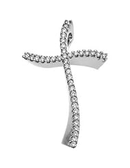 14K White Gold Diamond Cross Pendant -- LIFETIME WARRANTY