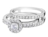 Diamond Engagement Ring & Wedding Band Set 1.50 Carat (ctw) in 14K White Gold (Certified)
