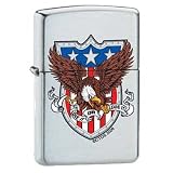 Zippo Lighters - USA Flag Eagle Brushed Chrome Lighter