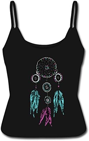 Female Sleeveless Top With Dream Catcher Design Large Black