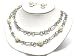 Silver White Pearl Link Chain Necklace Earring Set Fashion Jewelry