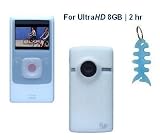Silicone Skin Case (Clear/White) + Light Blue Fishbone Style Keychain for Flip Ultra HD Video Camcorder 8GB, 2 hours (3rd Generation)