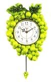 GREEN GRAPE 3-Dimensional 16 Pendulum Wall Clock Grapes NEW!
