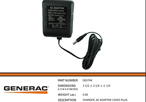 Generac - CHARGER: AC ADAPTOR 12VDC PLUG