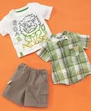 Nannette Baby Boy 3-Piece Plaid Shirt and Cargo Shorts Set
