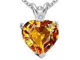 1.92 cts Genuine Citrine and Diamond Heart Pendant - 14kt White or Yellow Gold