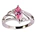 Psiroy 925 Sterling Silver Stunning Created Gorgeous Women's 5mm*9mm Marquise Cut CZ Pink Topaz Filled Ring