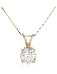 IGI Certified 14k Gold Round Diamond Solitaire Pendant Necklace (3/4 cttw, I-J Color, I1-I2 Clarity), 18"