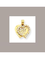 10k Yellow Gold Small CZ I Love You Heart Charm