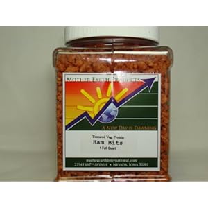 Mother Earth Textured Vegetable Protein (TVP) Ham Chiplets (One Full Quart in Plastic Jar) for Camping, Emergency Supply, and Everday Uses