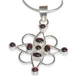 Chain with Pendant Sterling Silver Garnet Gemstone Jewelry 2 inches (pndt203)