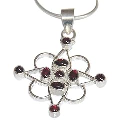 Chain with Pendant Sterling Silver Garnet Gemstone Jewelry 2 inches (pndt203)
