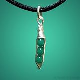 Cute Little Pea Pod - small handmade pendant - 3 jade green peas in a silver pod