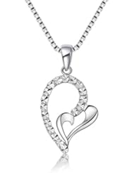 14K Italian White Gold Eternity Diamond-Cut Heart Pendant Necklace (16"), Women Jewelry in Gift Box