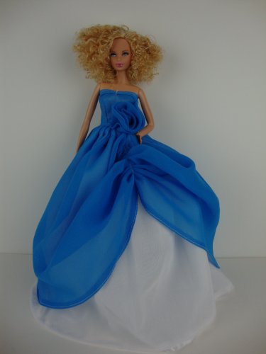 Two Tone Gown with Navy Blue and White Made to Fit the Barbie Doll