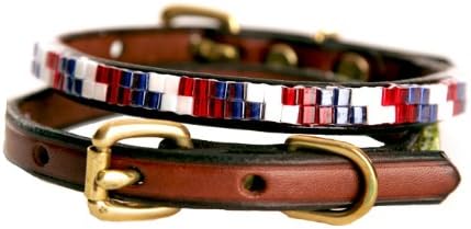 Just Fur Fun Independence Leather Dog Collar, 12-Inch, Brown