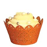 Paper Orchid Fleur De Lis Cupcake Wrapper Copper, Set of 12