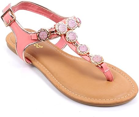 Bamboo New Fashion Blink T-strap Ladies Slingbacks Womens Sandal Shoes Ture to Size New Without Box (7.5, Melon)