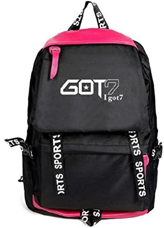 KPOP GOT7 Backpack Korean Casual Schoolbag JB Jackson Travel Sports Bag (Red)