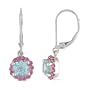 2 1/3 Carat Blue Topaz and Pink Tourmaline Earrings w/Sterling Silver