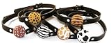 Black Leather Buckle Back Ball Gag with Animal Print Ball - Deer