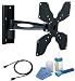Full-motion wall mount Black Bracket with 250mm extension-Single Arm fits 17 19 20 22 23 24 26 27 28 32 inch LCD / LED / Plasma TV of ALL MAKES ALL MODELS comes with FREE GOLD HDMI CABLE AND SCREEN CLEANING KIT