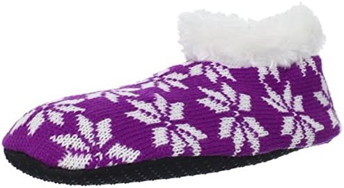 Modern Heritage Women's Giftable Knit Snowflake Slipper Sock, Purple, One Size