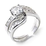 Sterling Silver Princess Cut CZ Fashion Engagement Wedding Ring -- Size 8