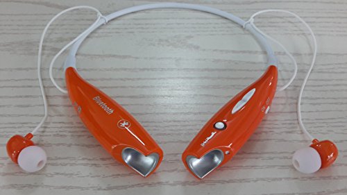 WONFAST® Wireless Music A2dp Stereo Bluetooth Headset Universal Vibration Neckband Style Headset Earphone Headphone for iPhone Cellphones Enabled Bluetooth (orange)