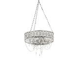 Candleholder Grey Wash Beaded Hanging Tealight Chandelier Glass Iron 13 X 13 X 9