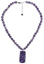 14k Gold Filled Amethyst Beaded Necklace w/ Carved Amethyst Dragon Pendant, 16-18"