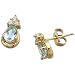 14K Yellow Gold Pear Shape Aquamarine and Diamond Earrings