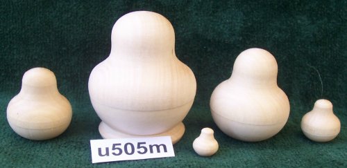 Childrens Toyshop  Toys : Plain Blank Unpainted Russian 5 pc / 1in Nesting Doll *Paint yourself* #u-505m