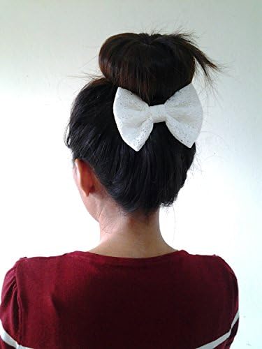SET OF 2- WHITE IVORY LACE AND CHOCO LACE SMALL BOW HAIR CLIPS