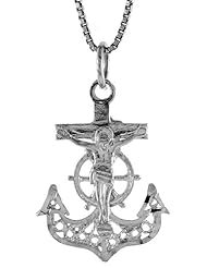 Sterling Silver Filigree Mariners Cross Pendant, 1 inch