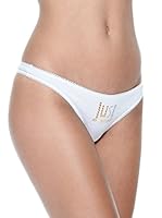 Just Cavalli Tanga de Hilo Perizoma Logo Strass (Blanco Óptico)