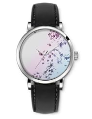 SPRAWL Aanalog Fashion Series Silver Ladies Watches of Genuine Black Leather Strap,Unique Wrist Watch for Women Girls Designed with World of music