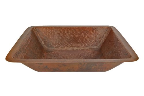 Premier Copper Products LREC19DB Hammered Copper Bathroom Sink, Oil Rubbed Bronze