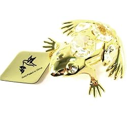 Frog Night Light, 24k Gold Plated W/ Swarovski Crystals
