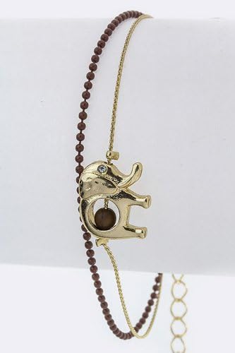 LAUREN SPADE Lucky Elephant Layering Bracelet (Brown)