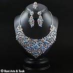 Silver Blue Topaz Necklace Set
