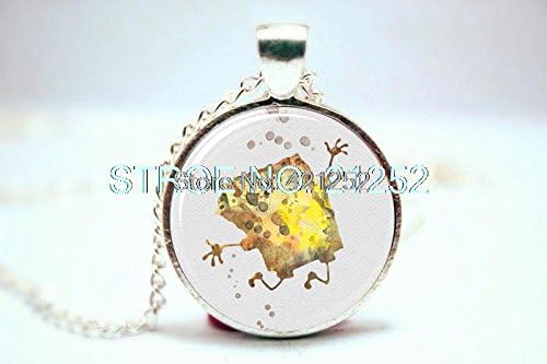 Pretty Lee 2015 Fashion Sponge Bob Sguarepants Art Print Necklace Glass Photo Cabochon Necklace Christmas gift